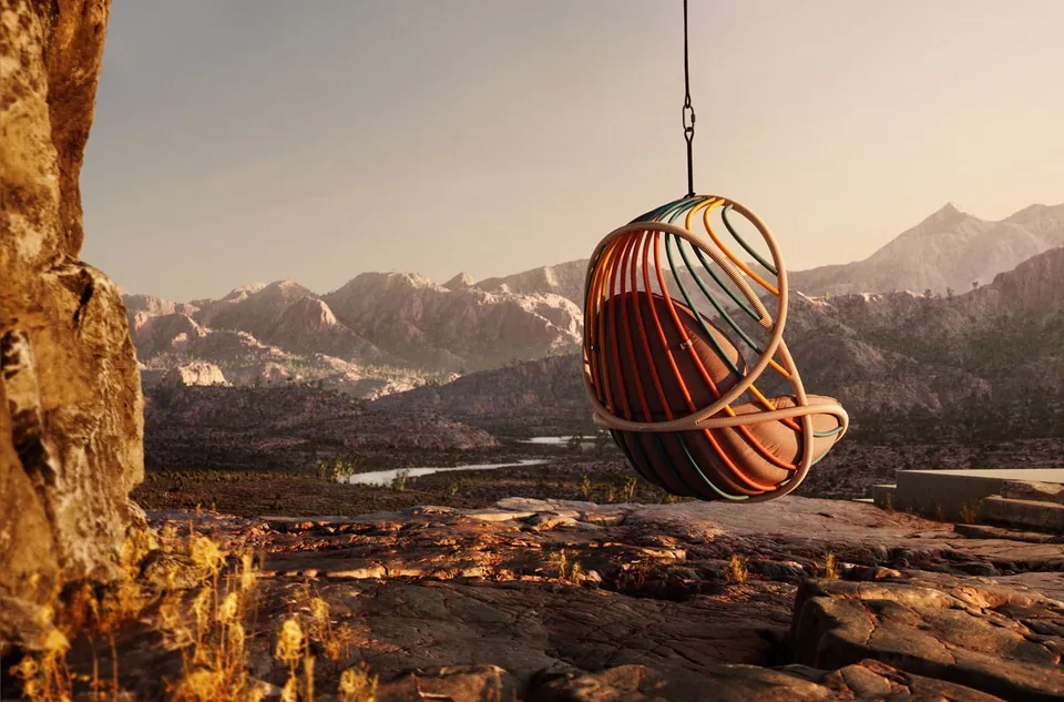 Dedon Kida outdoor furniture, set up outdoors